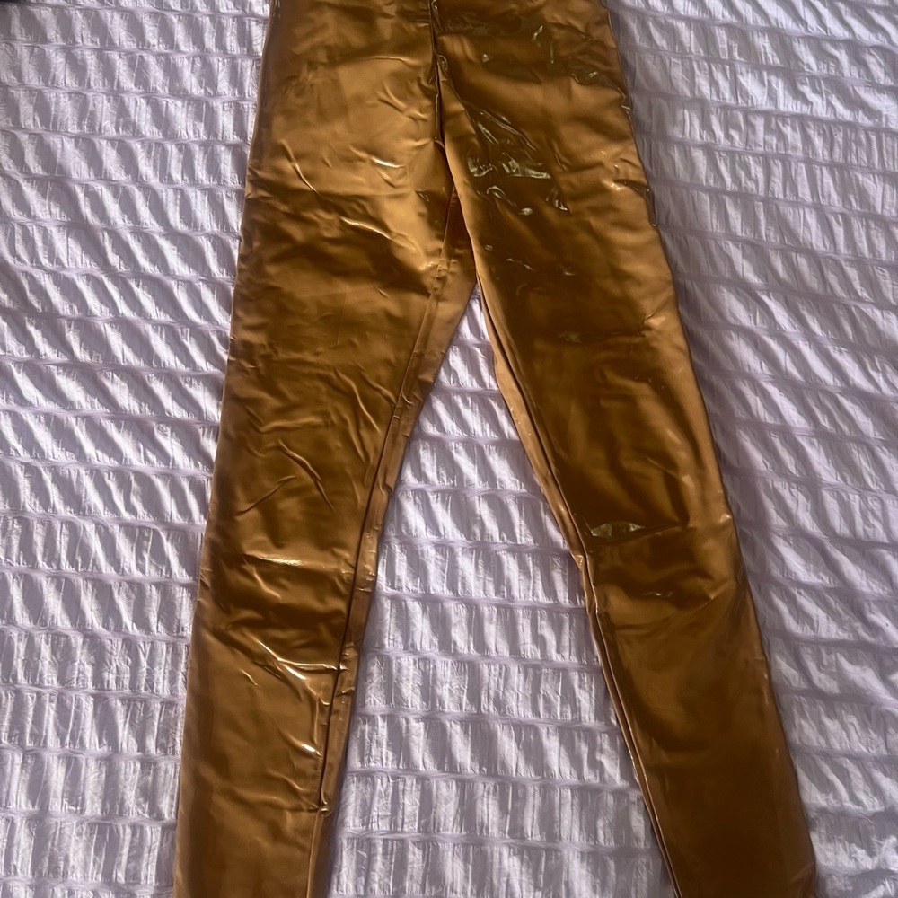 Commando Beige Leggings fake glassy, leather new XS